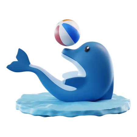 Dolphins Playing Ball  3D Icon