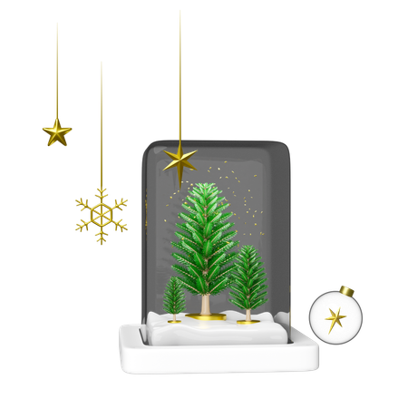 Cadeau de dôme en verre pour Noël  3D Illustration