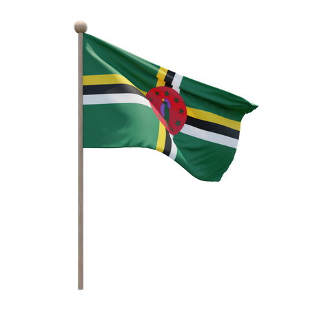 Dominica Flagpole  3D Illustration