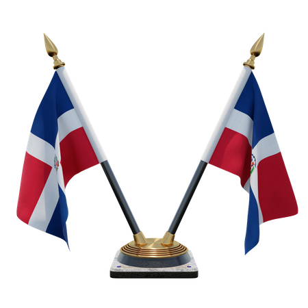 Dominican Republic Double Desk Flag Stand  3D Illustration