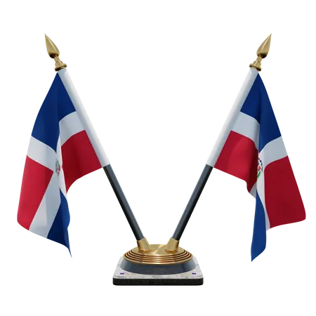 Dominican Republic Double Desk Flag Stand  3D Illustration