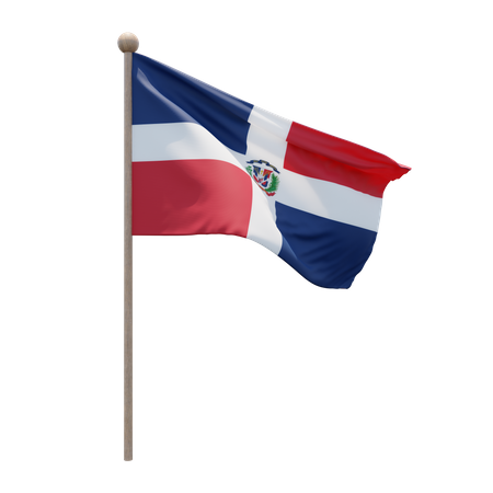 Dominican Republic Flag Pole  3D Illustration