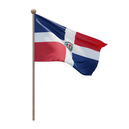 Dominican Republic Flagpole  3D Flag