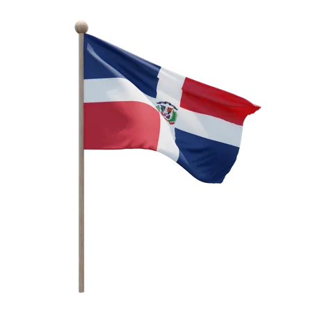 Dominican Republic Flagpole  3D Flag
