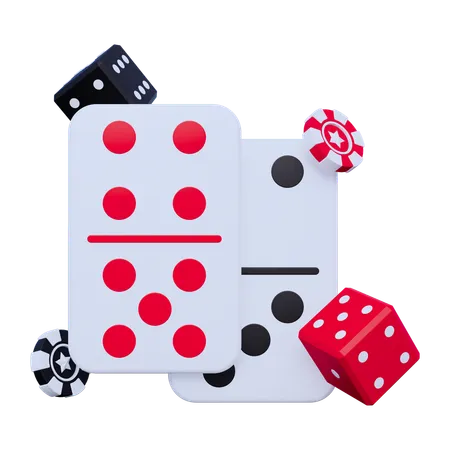 Domino Dice with Chips  3D Icon