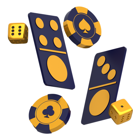 Domino Dice with Chips  3D Icon