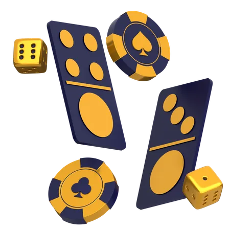 Domino Dice with Chips  3D Icon