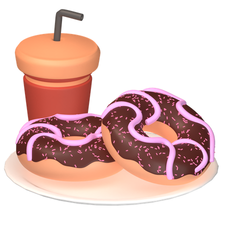 Donas y bebida  3D Icon