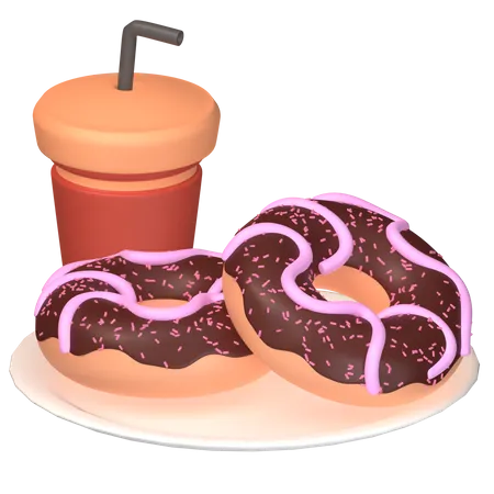 Donas y bebida  3D Icon