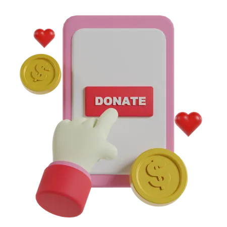 Donate Money Online  3D Icon