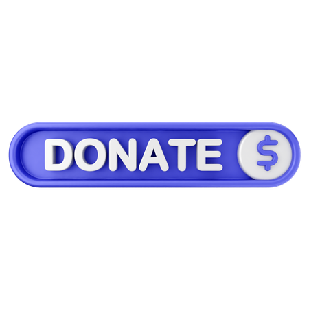 Donate Text Button  3D Icon