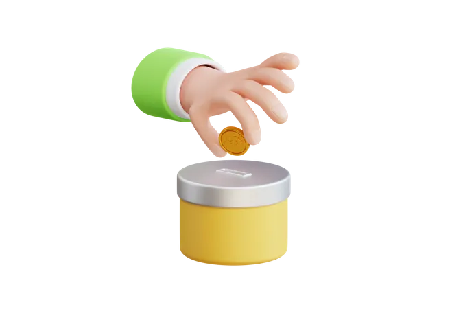 Donation Box With Golden Coin  3D Illustration