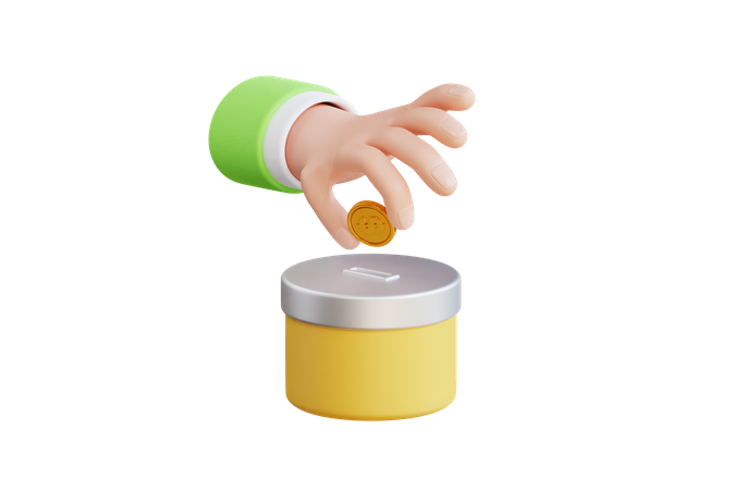 Donation Box With Golden Coin 3D Illustration