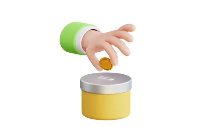Donation Box With Golden Coin 3D Illustration