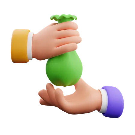 Donation Hand Gesture  3D Icon