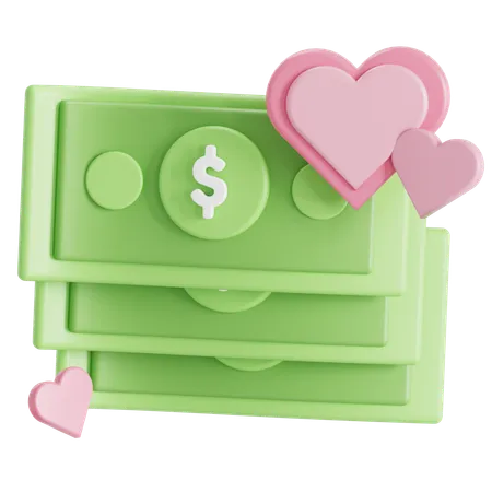 Donation Money And Love 3D Icon