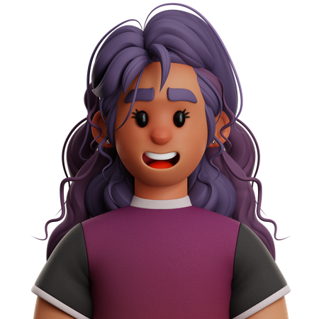 Donna dai capelli lunghi  3D Icon