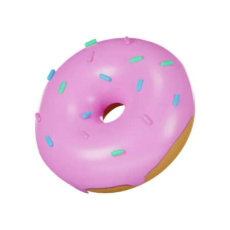 Delicious Pink Doughnuts With Sprinkles 3 D 3D Icon