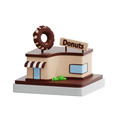 3 D Donuts Bakery Building 3D Icon