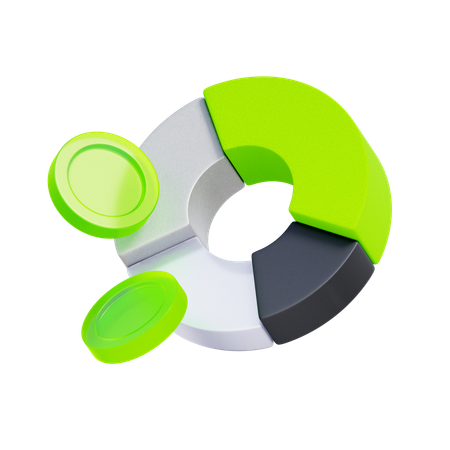 Donut Chart with Coins  3D Icon