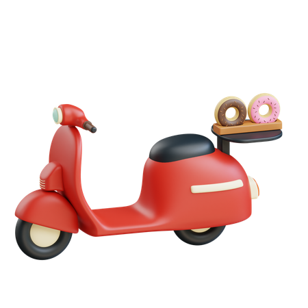 Donut Delivery By Scooter  3D Icon