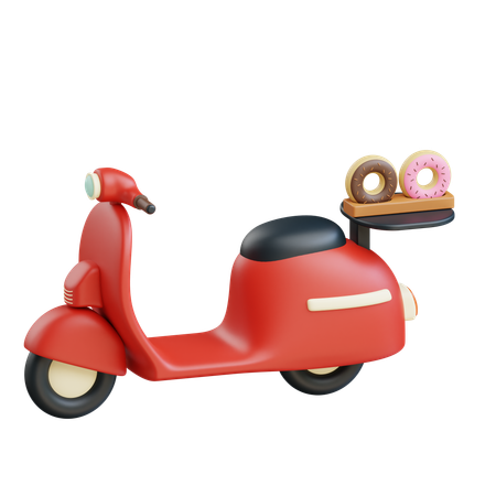 Donut Delivery By Scooter  3D Icon
