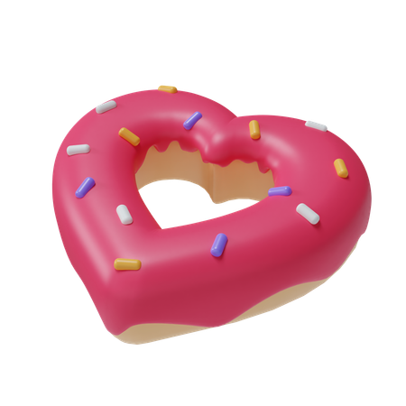 Donut em forma de coração  3D Icon