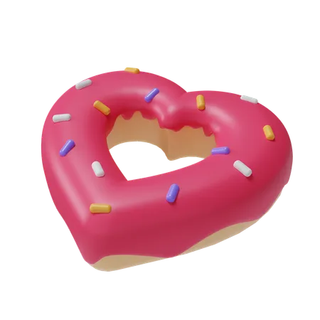 Donut em forma de coração  3D Icon