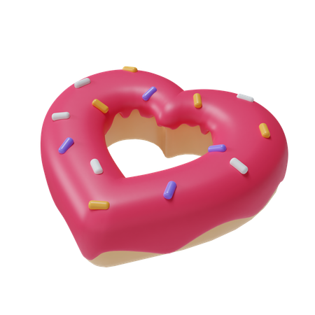 Beignet en forme de coeur  3D Icon