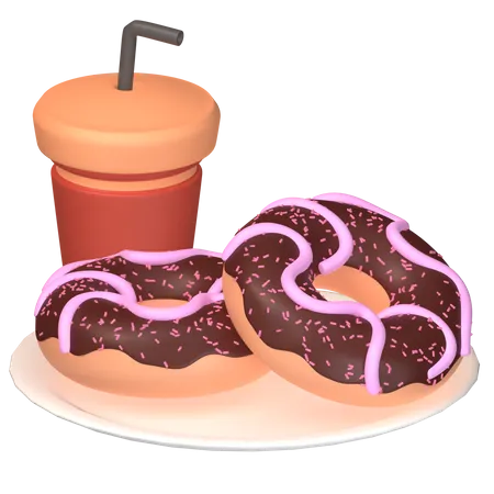 Donuts e bebidas  3D Icon