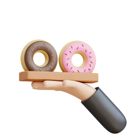 3 D Donuts On Hand Icon Illustration With Transparent Background 3D Icon
