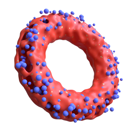 Donuts with particles  3D Illustration