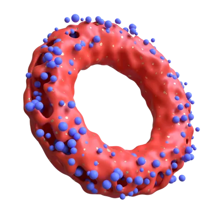 Donuts with particles  3D Illustration
