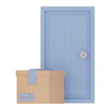 Door With Box Delivery Package 3 D Icon 3D Icon