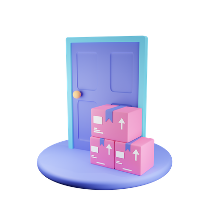 Door step delivery  3D Illustration