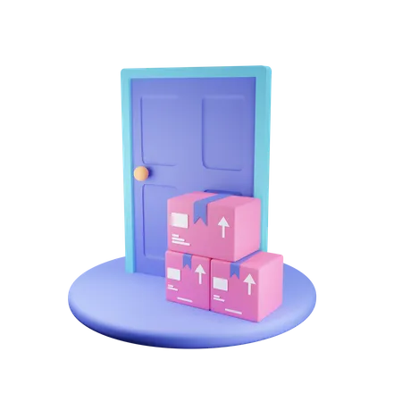 Door step delivery  3D Illustration