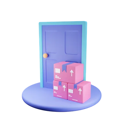 3 D Illustration Of Parcels At The Door 3D Illustration