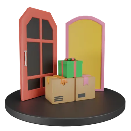 Door to Door Delivery  3D Illustration