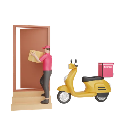 Door to door courier service 3D Illustration
