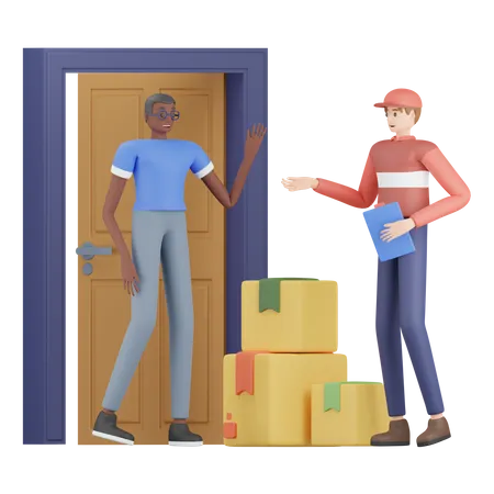 Door to Door Delivery  3D Illustration