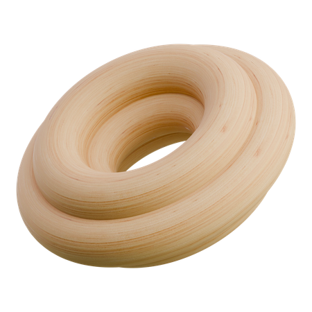 Doppelter Kreis aus Holz abstrakte Form  3D Icon