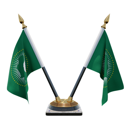 Doppelter Tischflaggenständer der Afrikanischen Union  3D Flag