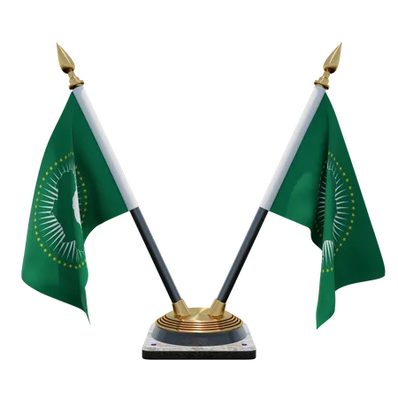 Doppelter Tischflaggenständer der Afrikanischen Union  3D Flag