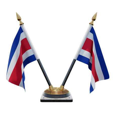 Doppelter Tischflaggenständer für Costa Rica  3D Icon