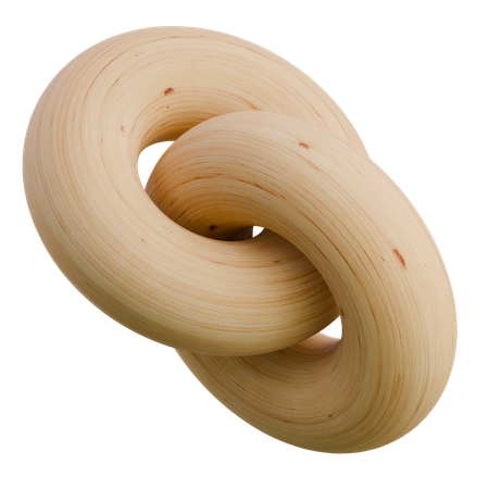 Doppelter Torus aus Holz abstrakte Form  3D Icon