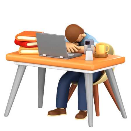Dormindo na mesa  3D Icon