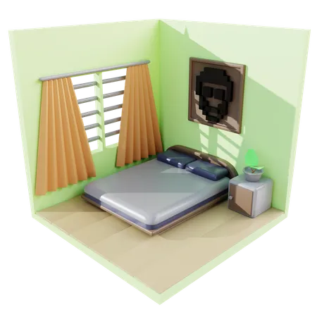 Dormitorio De Ilustracion 3 D 3D Icon