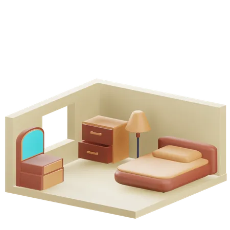 Ilustracion De Dormitorio De Render 3 D Con Fondo Transparente 3D Icon