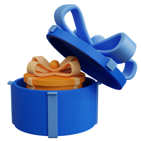 Dos cajas de regalo redondas azules y amarillas  3D Icon