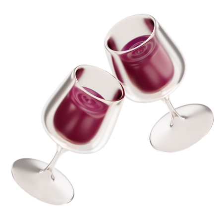 Dos copas de vino  3D Icon